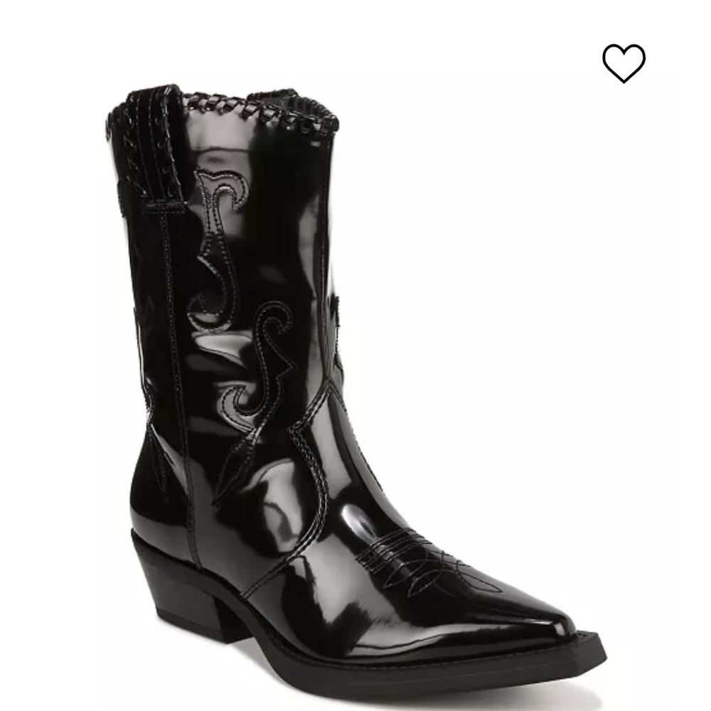 NWOB Franco Sarto Lance 2 Cowboy Western Boot in black patent